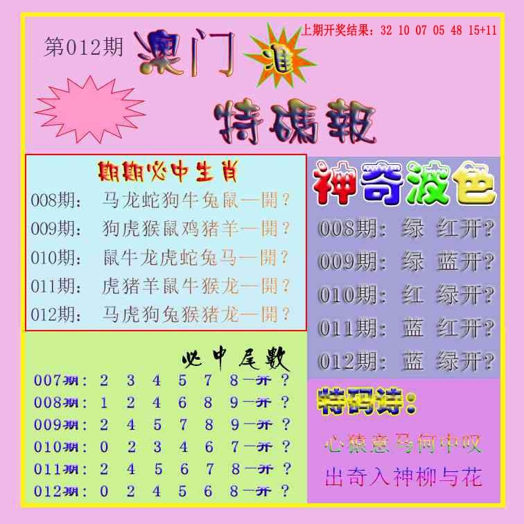 012期生财有道特码报[图]