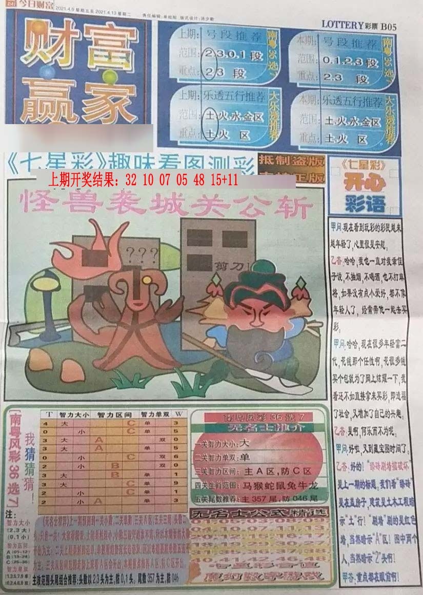 012期财富赢家（七星彩）[图]