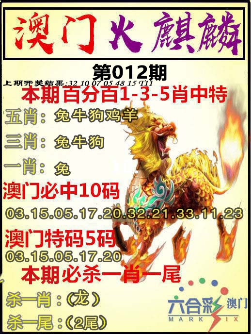 012期火麒麟[图]