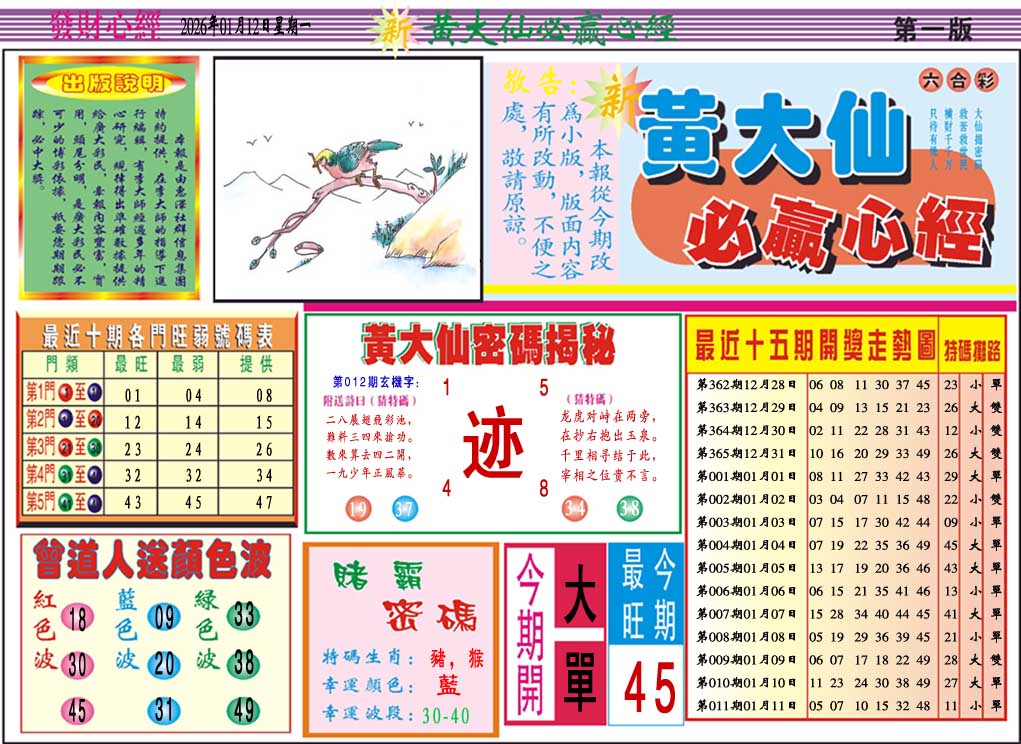 012期黄大仙必赢心经A[图]