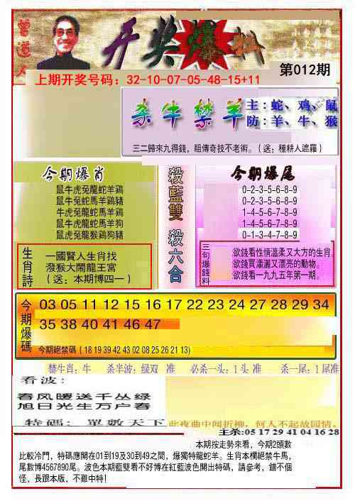 012期开奖爆料(新图推荐)[图]