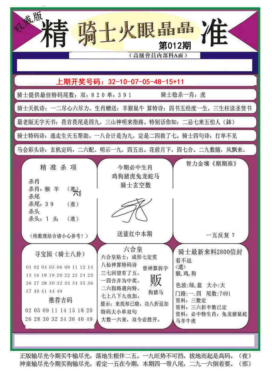 012期骑士火眼晶晶（正）[图]