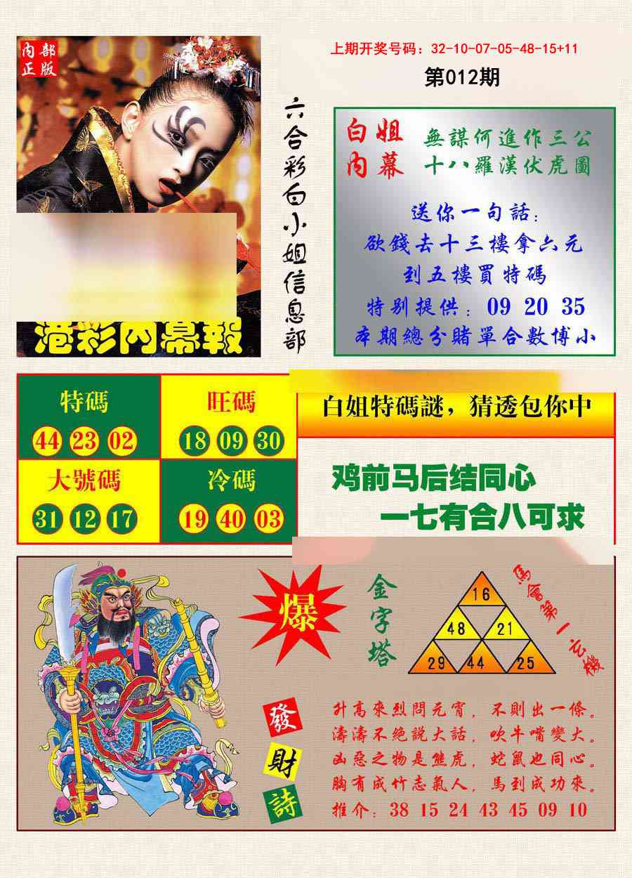 012期港彩内幕报[图]