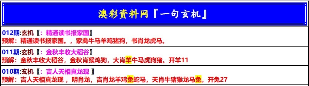 012期澳门一句玄机[图]
