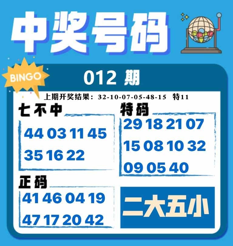 012期中奖号码[图]