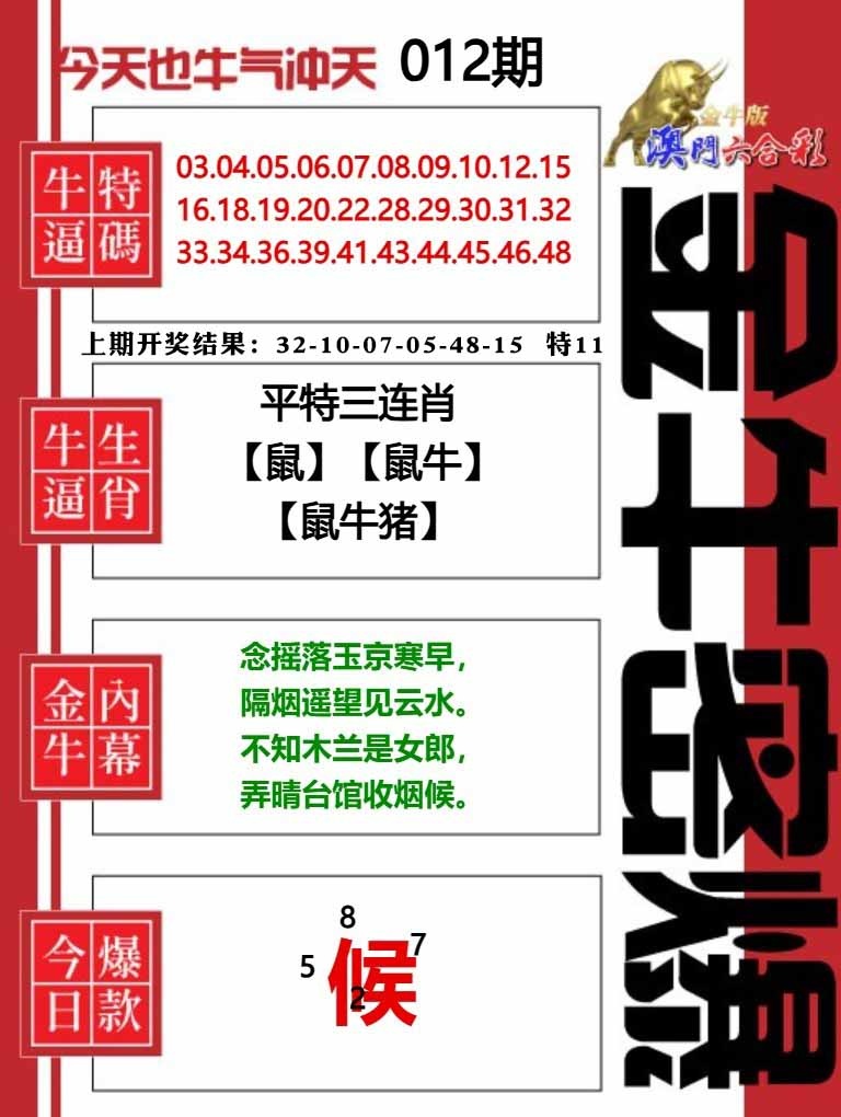 012期金牛密爆[图]