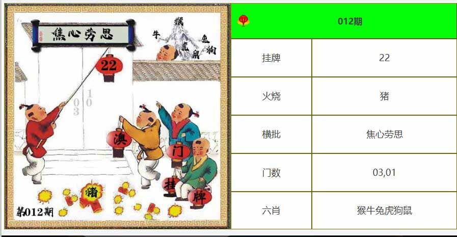 012期另版澳门挂牌[图]